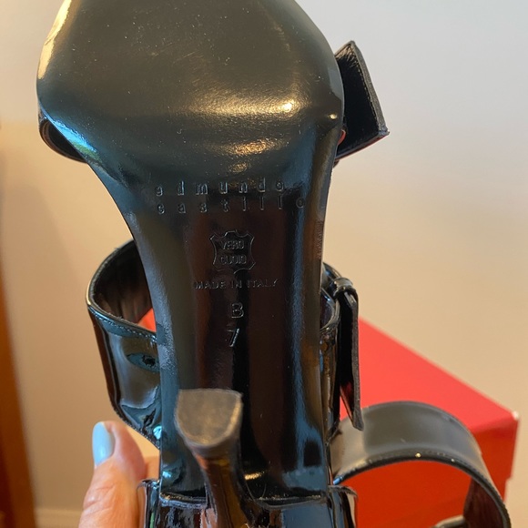 Edmundo Castillo Black Patent Leather Heels sz 7 - Picture 6 of 9